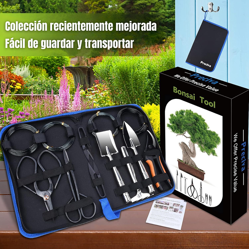 Kit Premium Herramientas Planta Bonsái Acero 12 Piezas Más Estuche 6