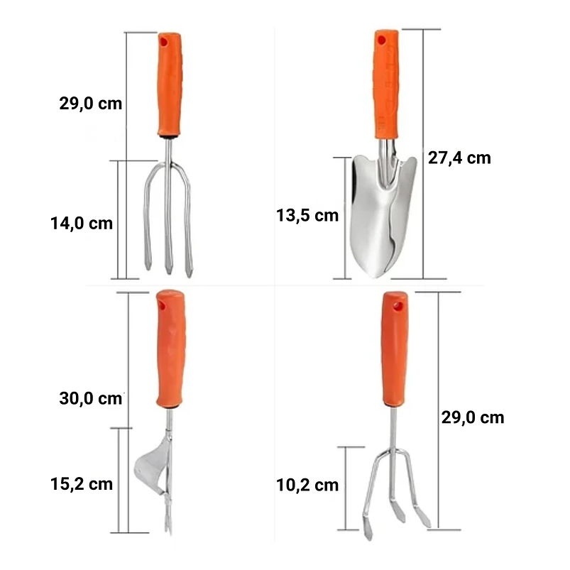 Kit Herramientas Jardinería x5 Piezas En Acero Inoxidable 6