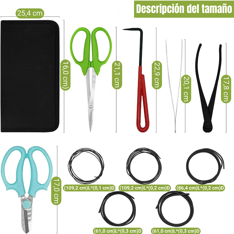 Juego Herramientas Kit Bonsái x9 Piezas Más Estuche 2