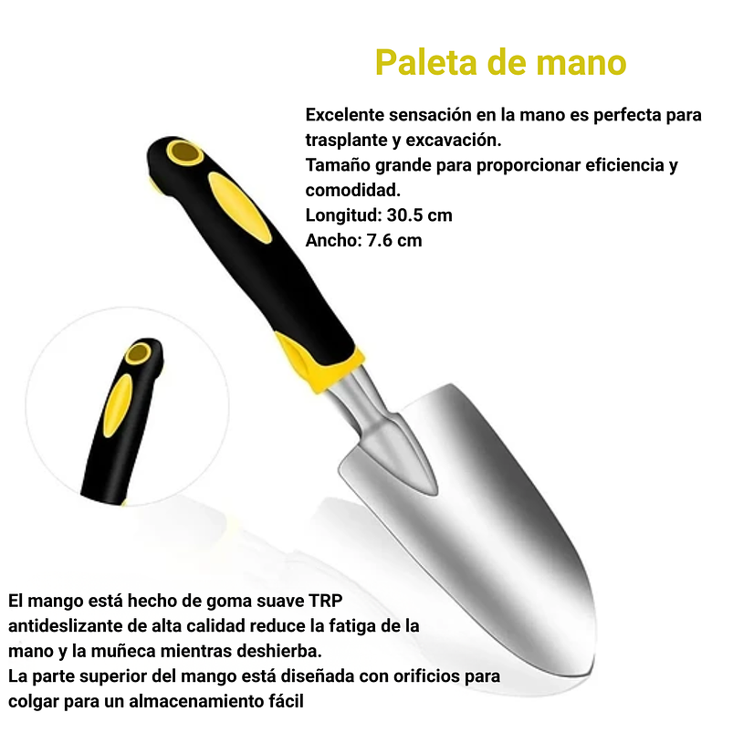 Kit Herramientas Jardín 2 Tamaños x7 Piezas más guantes y Bolsa 3