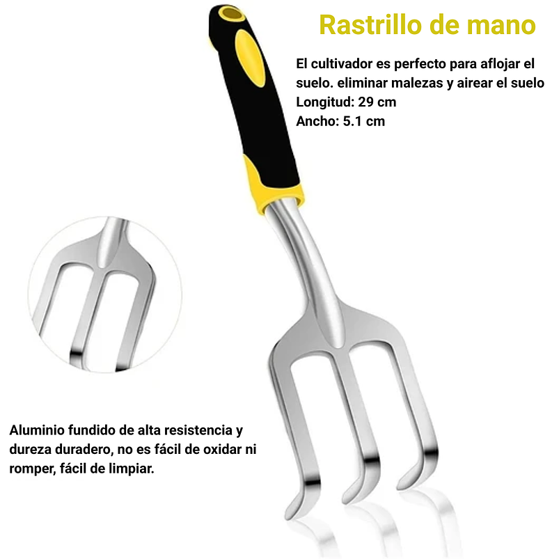 Kit Herramientas Jardín 2 Tamaños x7 Piezas más guantes y Bolsa 5