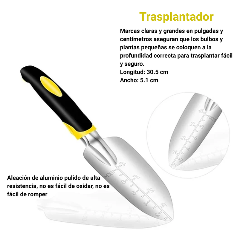 Kit Herramientas Jardín 2 Tamaños x7 Piezas más guantes y Bolsa 6