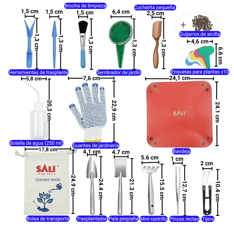 Kit Herramientas Cuidado Cactus y Suculentas x14 Piezas 3