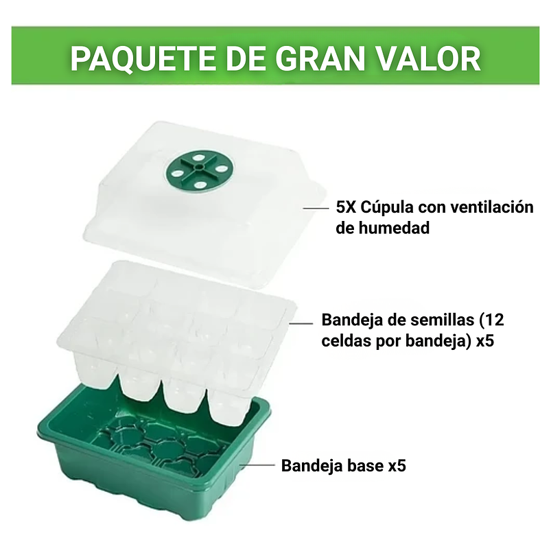 Bandeja Germinación Semillas x01 Unidad Cúpula Plástica 9