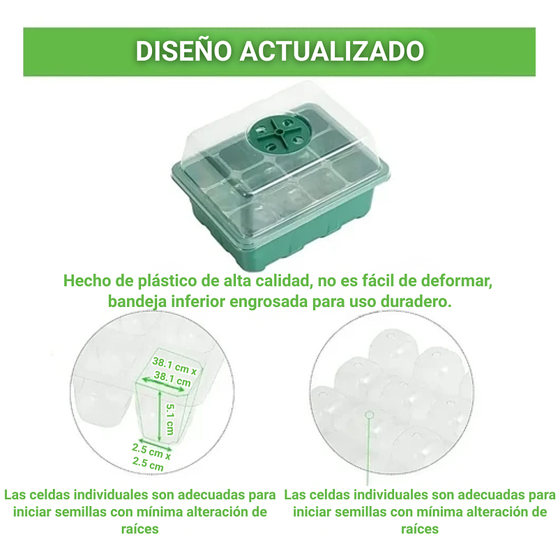 Bandeja Germinación Semillas x01 Unidad Cúpula Plástica 14