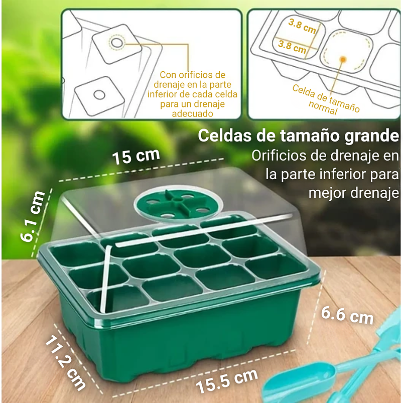 Bandeja De Germinar x12 Celdas, Cubierta Ajuste x5 Unidades 5