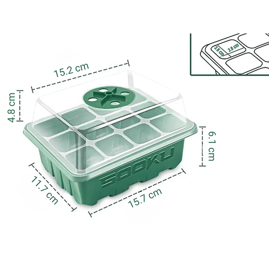Bandeja Germinación Plantas Más Cúpula x12 Celdas c/u x10 Juegos 7