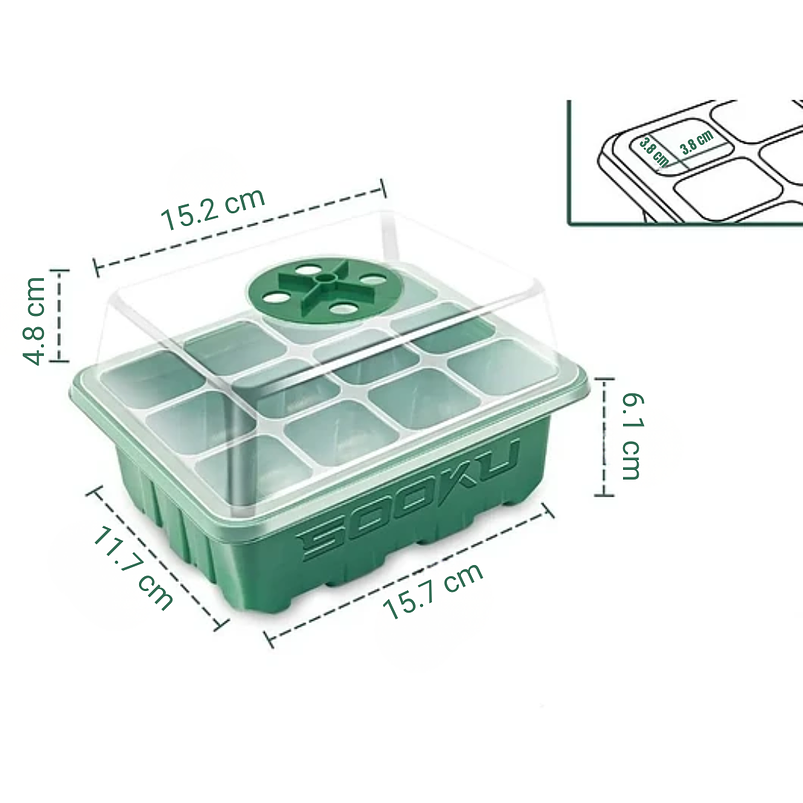 Bandeja Germinación Plantas Más Cúpula x12 Celdas c/u x10 Juegos 7