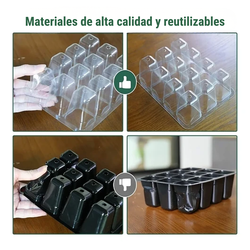 Bandeja Germinación Plantas Más Cúpula x12 Celdas c/u x10 Juegos 8