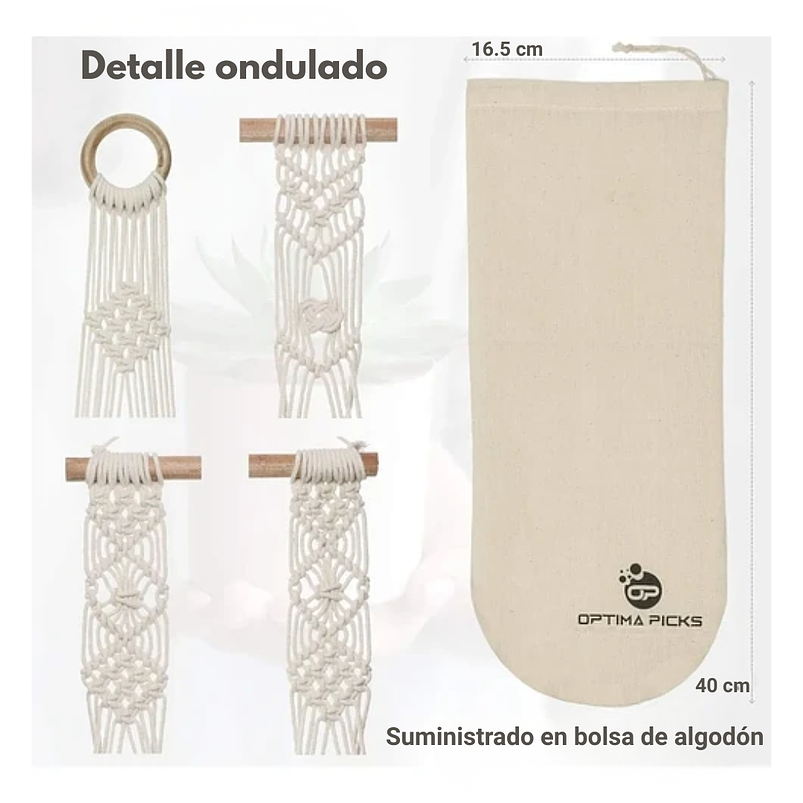 Juego Macramé x02 Unidades Macetas Plantas De Colgar 100% Algodón 5