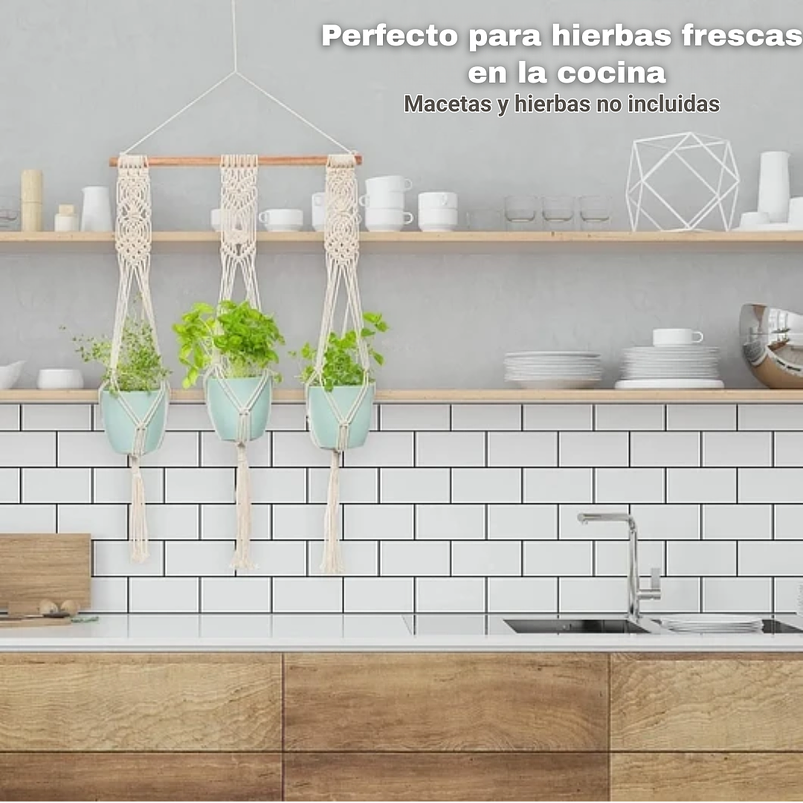 Juego Macramé x02 Unidades Macetas Plantas De Colgar 100% Algodón 6