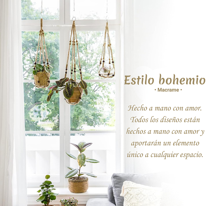 Colgador Para Macetas 100% Yute 90cm Largo Hecho A Mano 5