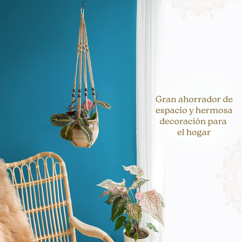 Colgador Para Macetas 100% Yute 90cm Largo Hecho A Mano 4