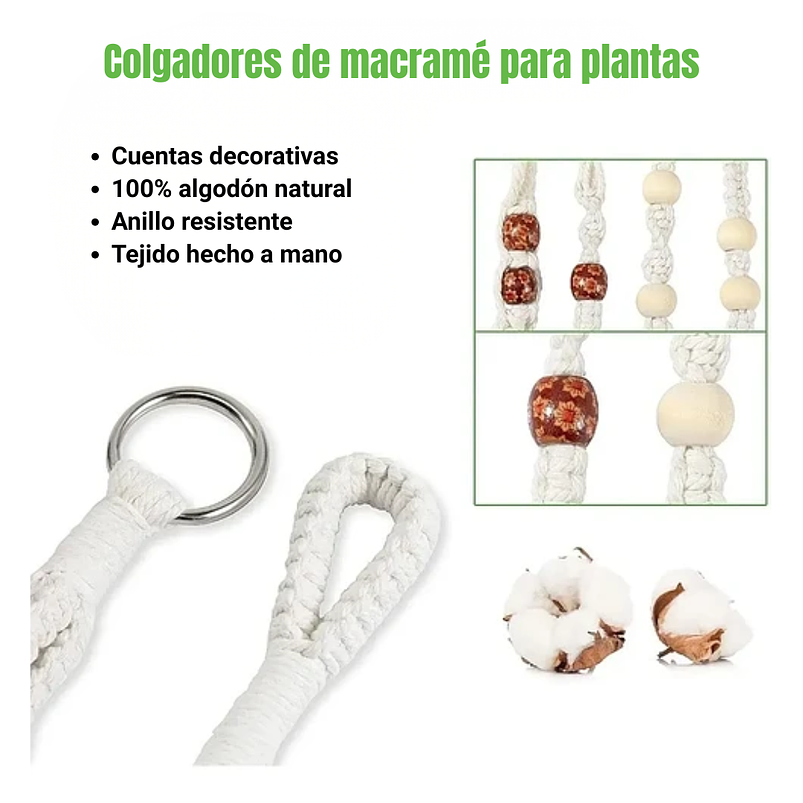Colgante De Plantas En Macramé Más bandeja En Madera 66 centímetros Largo 5