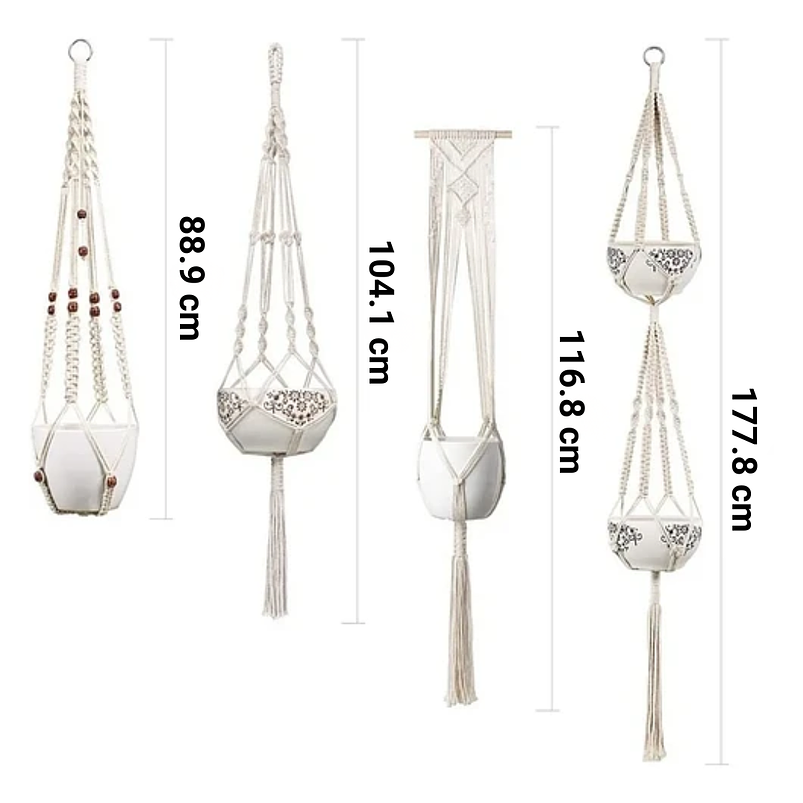 Juego Macramé x4 Unidades Para Macetas Colgar 100% Algodón Premium 2