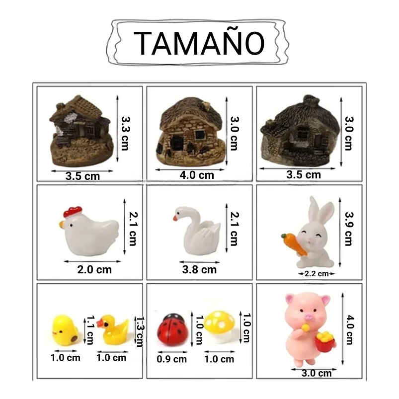 Mini Figuras Jardín Decorativo Bonsái Terrario Animales x54 Piezas  2