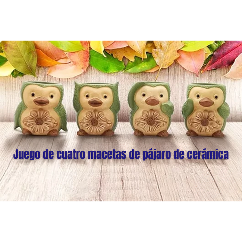 Juego De Macetas x4 Unidades Diseño Animal Premium Verde 7