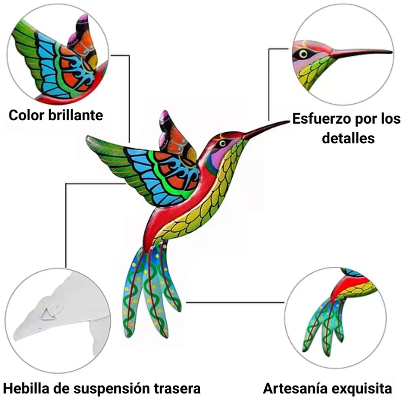 Set Figuras Colibríes x4 Unidades Decorativas Jardín - Pared 3