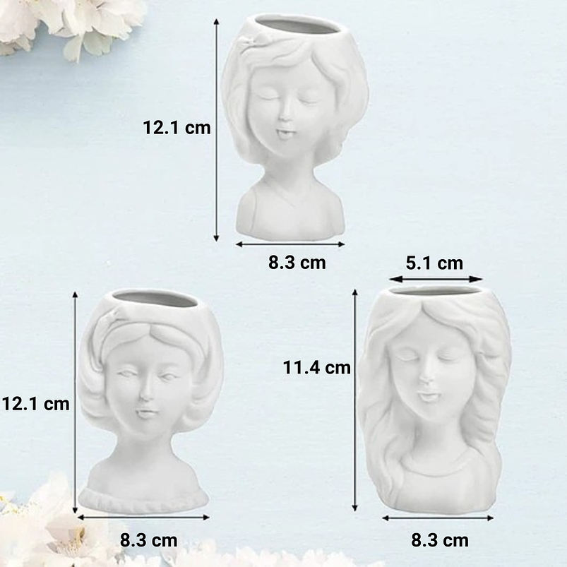 Juego Macetas Cerámica Fina x3 Unidades Cactus y Suculentas 4