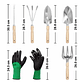Kit Herramientas Jardín x5 más guantes Acero Inoxidable Mango Madera - Miniatura 4