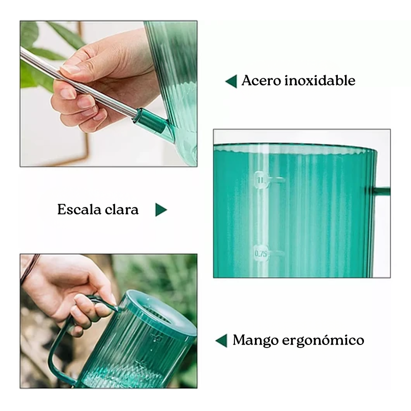 Regadera Plastica Plantas Premium Salida en Acero más Spray x1 litro Mas Botella de Apretar 4