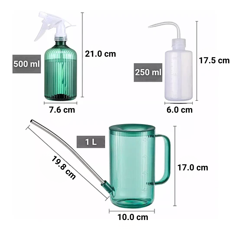 Regadera Plastica Plantas Premium Salida en Acero más Spray x1 litro Mas Botella de Apretar 8