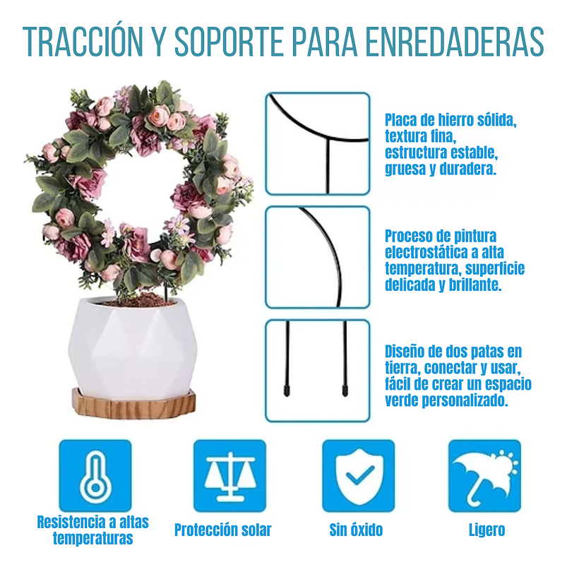 Enrejado de Metal Guía Negro Para Plantas Trepadora Circular 3