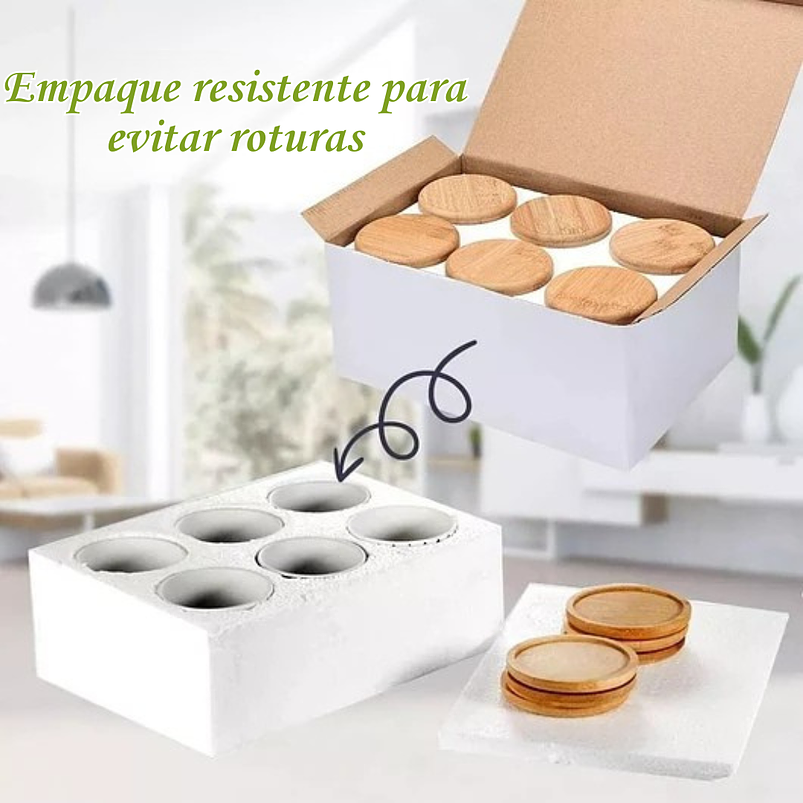 Juego Macetas Cerámica Premium x6 Piezas 8cm más plato Bambu 5