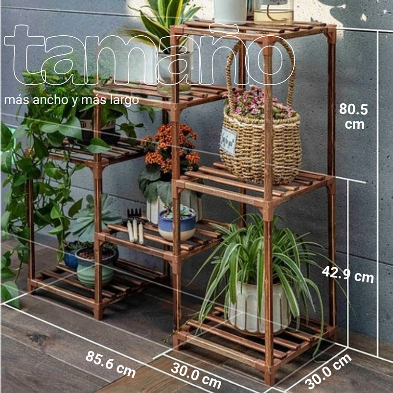 Soporte Estante De Plantas 3 Niveles En Madera Natural 4