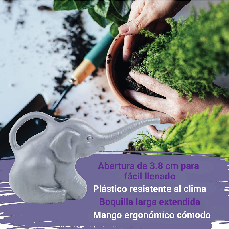 Regadera Forma Elefante Rosada Por 1 Litro Plastica Rigido 5