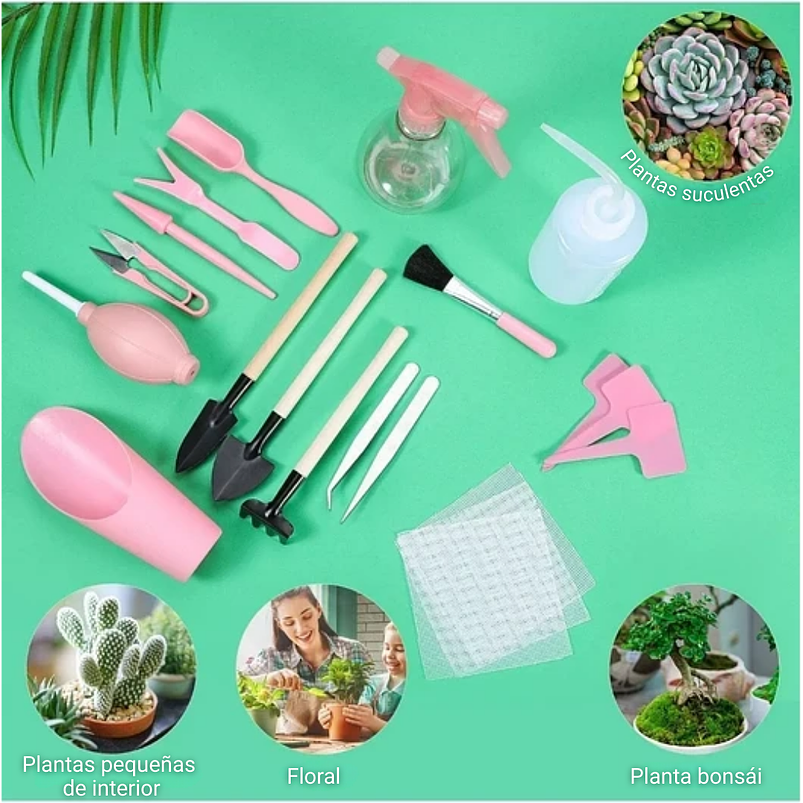 Kit Herramienta Plantas Cactus Suculentax15 Piezas Baby Pink  5