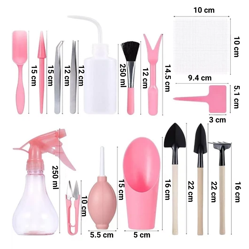 Kit Herramienta Plantas Cactus Suculentax15 Piezas Baby Pink  7