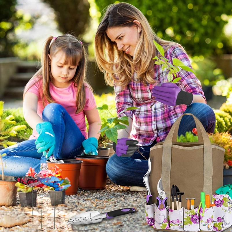 Kit Full Herramientas Jardín Siembra x62 piezas Aluminio más Bolso 4