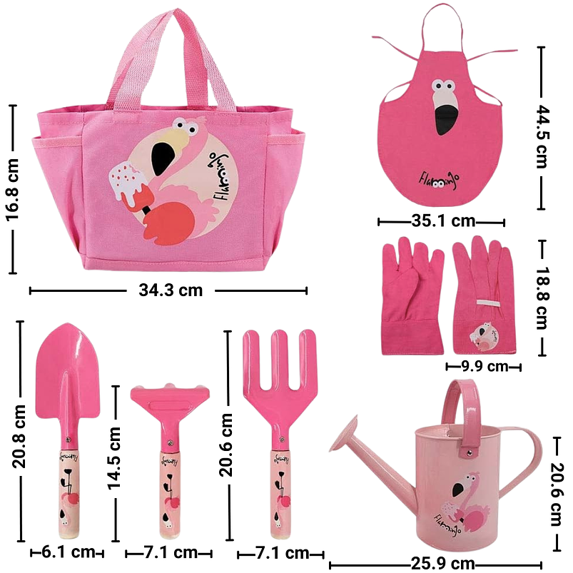 Kit Herramientas De Jardinería Para Niñas Flamingo Rosa 3