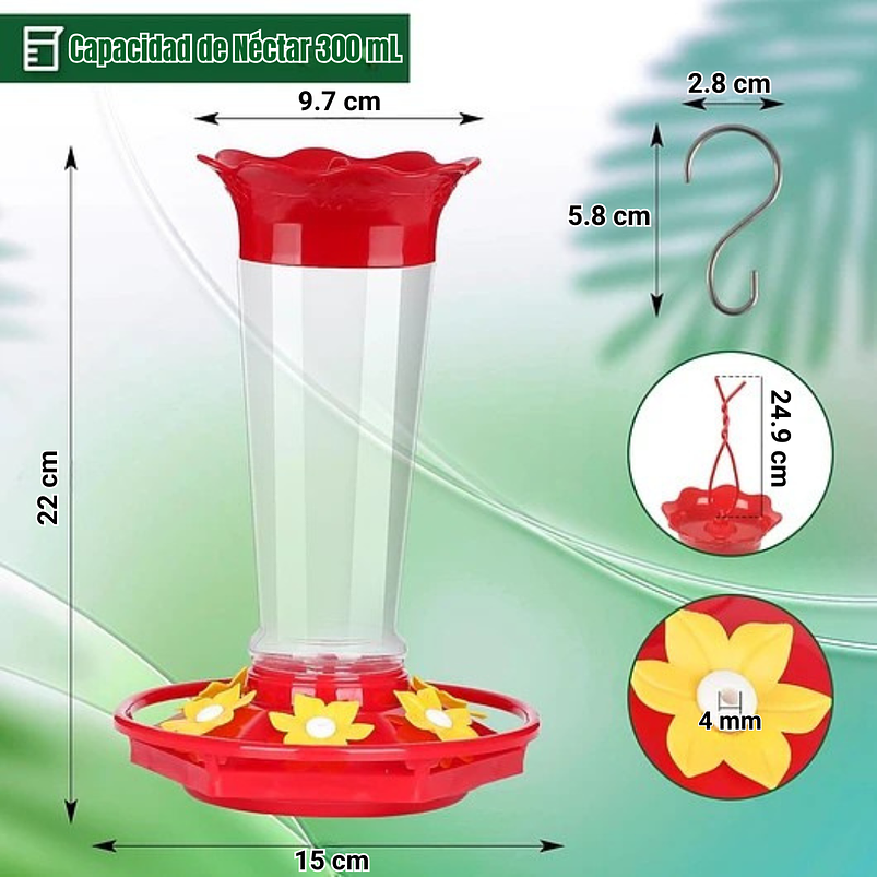 Bebederos de Colibríes Aves con Botella En Vidrio de 10oz X2 Unid 3