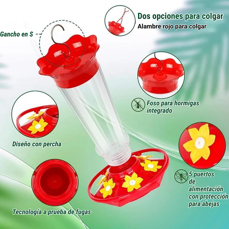 Bebederos de Colibríes Aves con Botella En Vidrio de 10oz X2 Unid 7