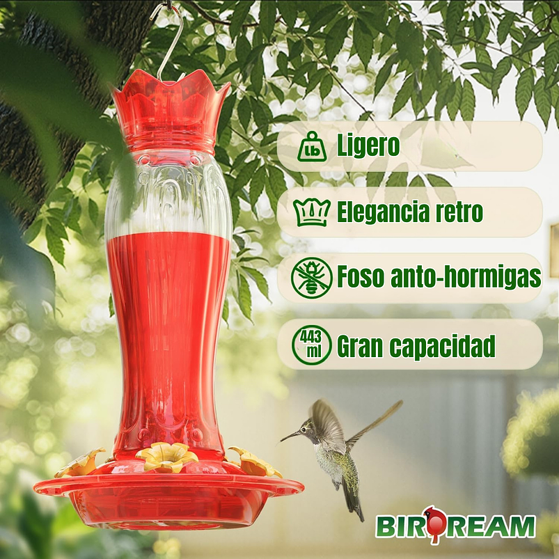 Bebedero Aves Colibríes Plástico Colgante Para Jardín x2 unidades 4