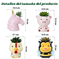 Juego Macetas Cerámica Suculentas Diseño Animalitos x4 Piezas - Miniatura 3