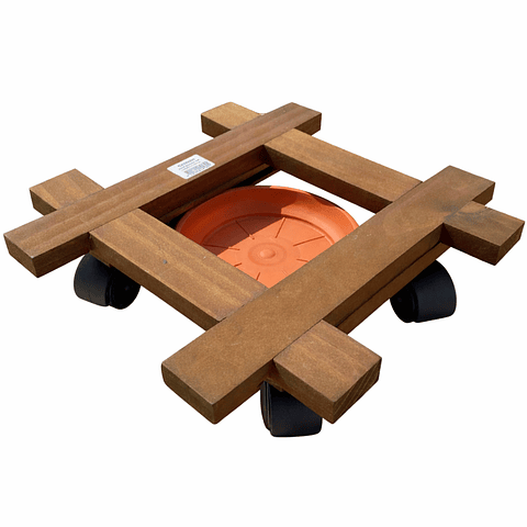 Base Para Maceta Madera Inmunizada 30x30cm Más plato y Rodachin