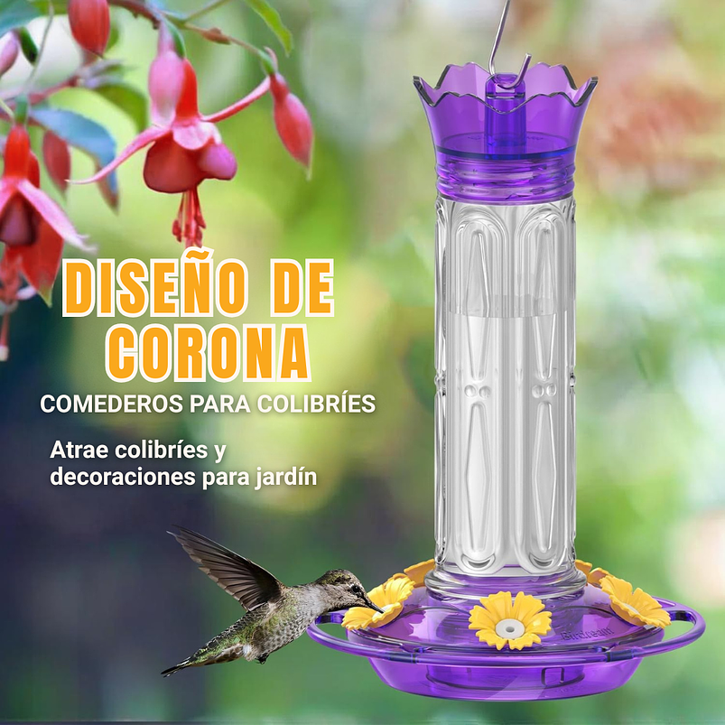 Bebedero x2 unidades Colibríes Aves Plástico Colgante 10oz c/u 20