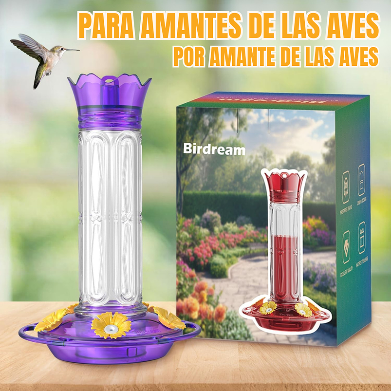 Bebedero x2 unidades Colibríes Aves Plástico Colgante 10oz c/u 23