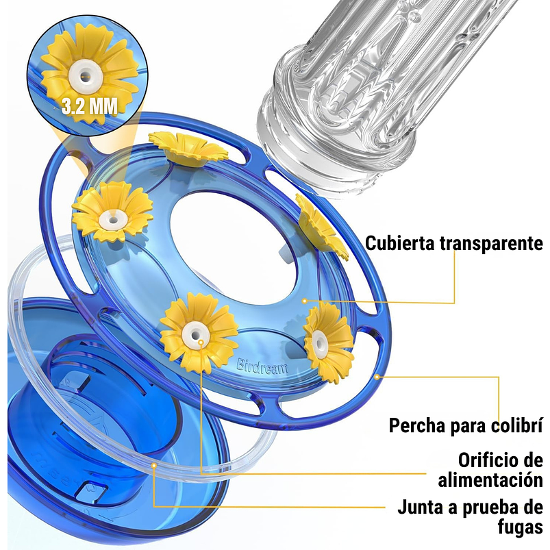 Bebedero x2 unidades Colibríes Aves Plástico Colgante 10oz c/u 15