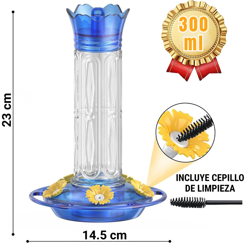 Bebedero Aves Colibríes Plástico De Jardín Colgante x600ml 12
