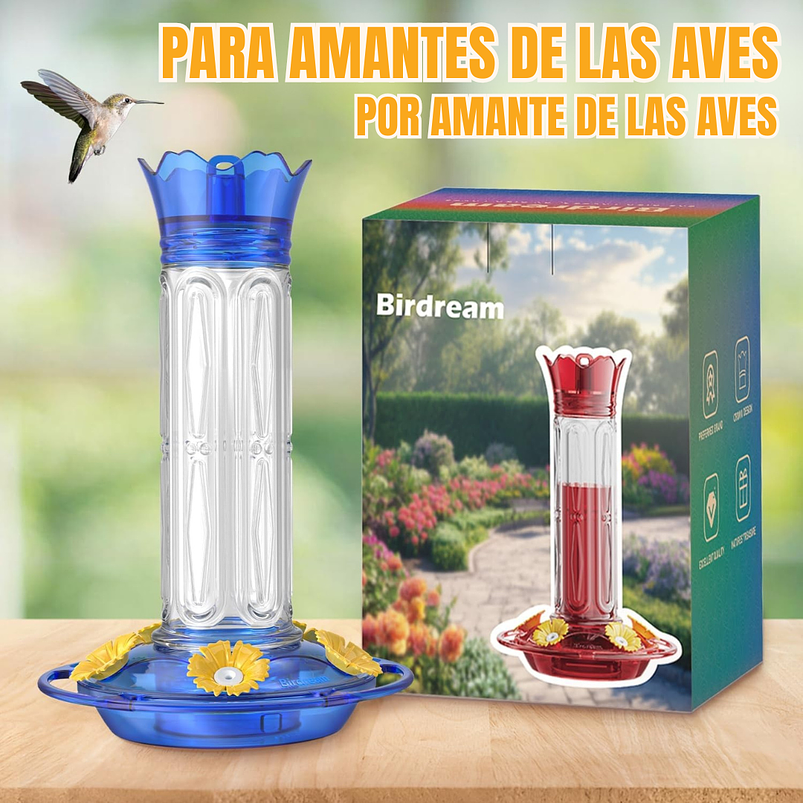 Bebedero Aves Colibríes Plástico De Jardín Colgante x600ml 16