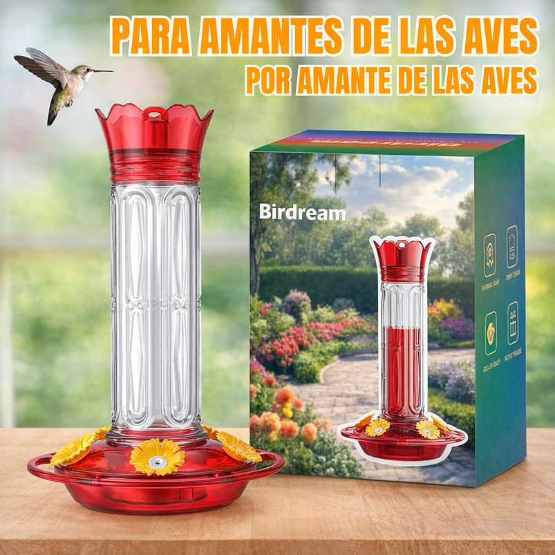 Bebedero Aves Colibríes Plástico De Jardín Colgante x600ml 9