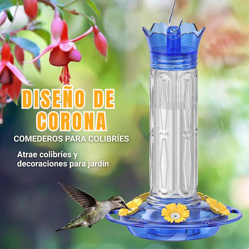 Bebedero Aves Colibríes Plástico De Jardín Colgante x600ml 13