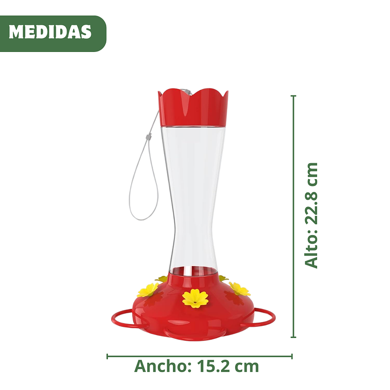 Bebedero Colibríes En Vidrio De Colgar 300ml x2 Unidades 3