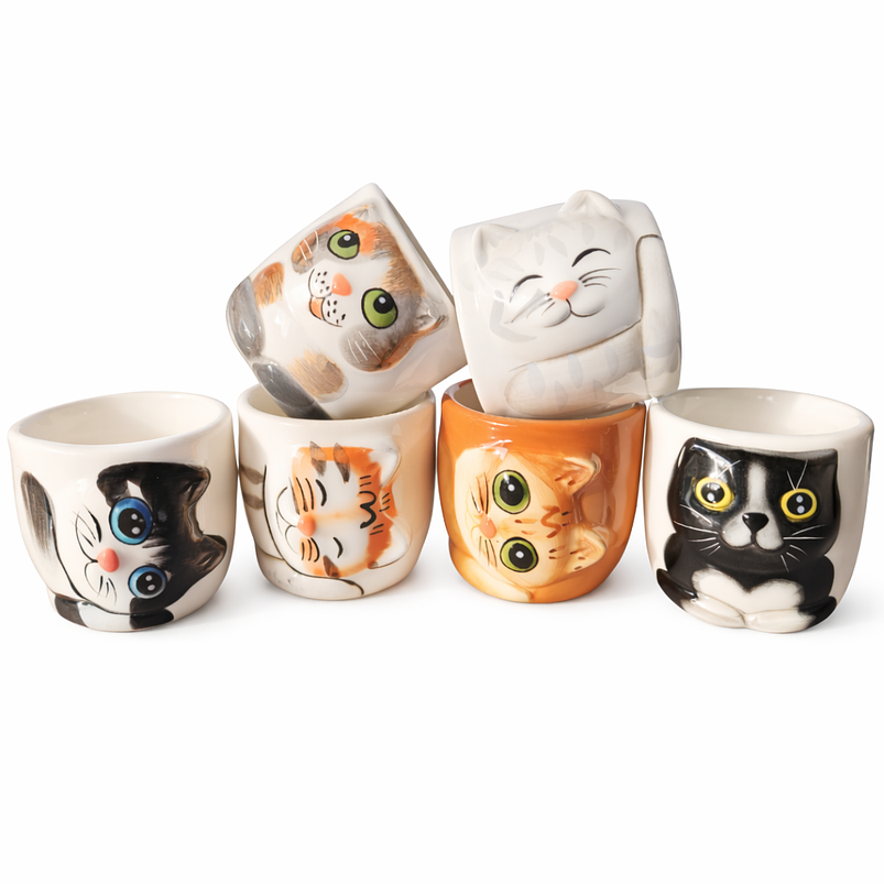 Macetas Ceramica Diseño Gatos Ideal Para Suculentas y Cactus x 6 Unidades 7
