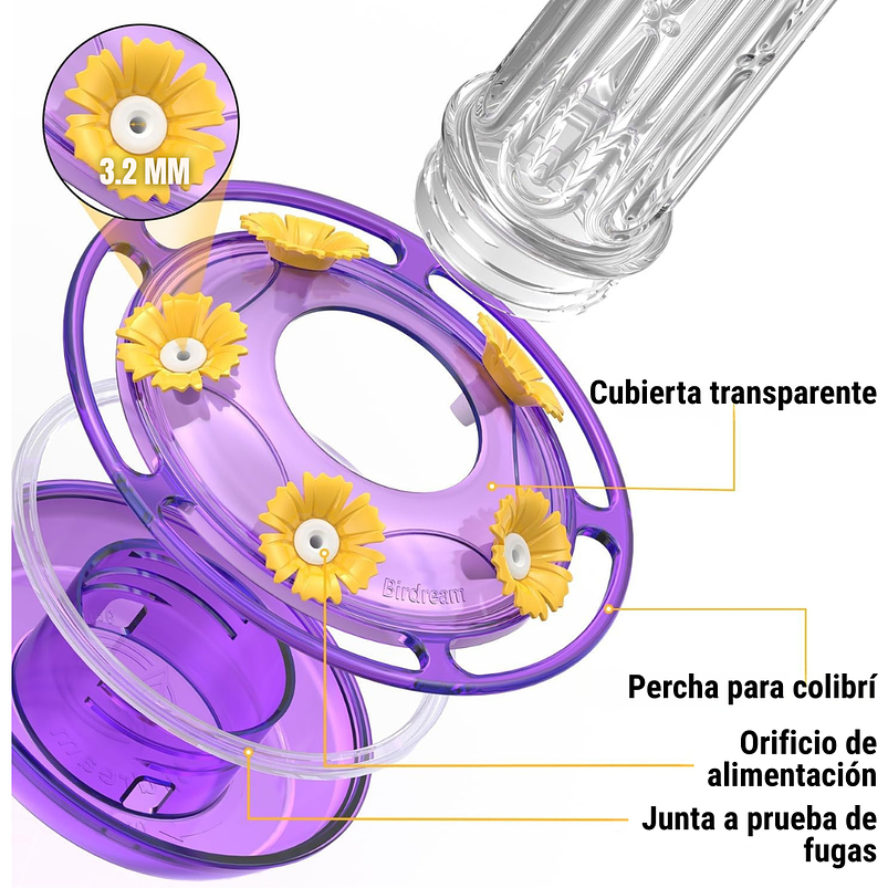 Bebedero x2 unidades Colibríes Aves Plástico Colgante 10oz c/u 22