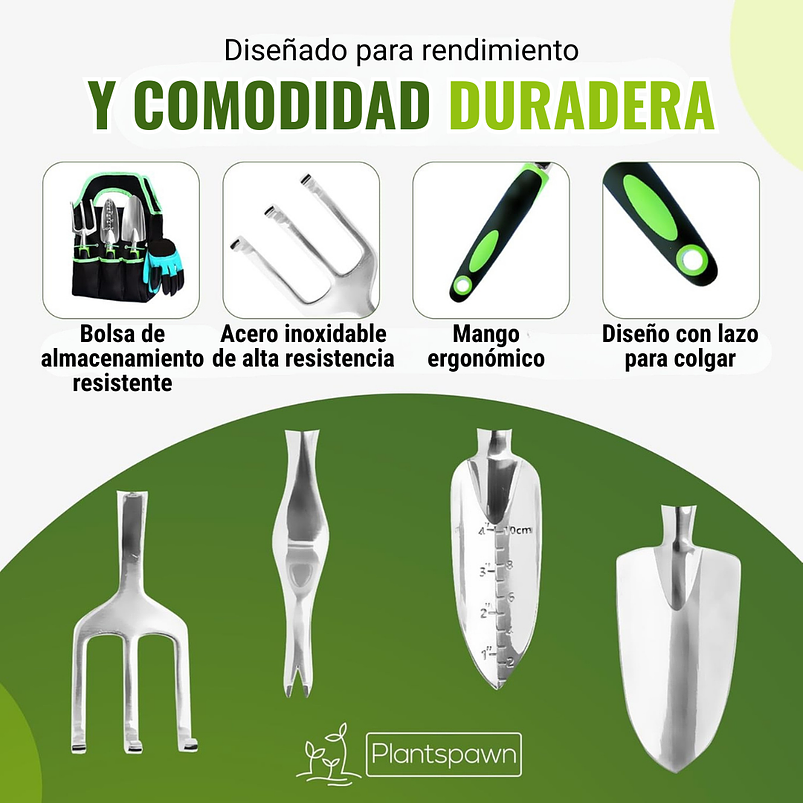 Kit Herramientas de Jardinería Huerto y Cultivo + Bolso Organizador 6